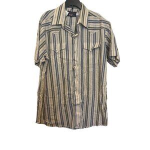vintage Panhandle Slim Mens Short Sleeve Striped Button-Up Shirt 16.5